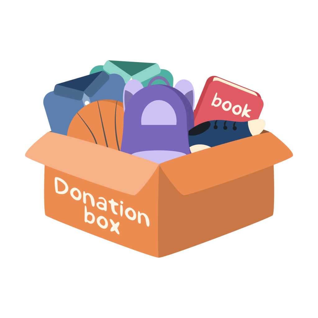 Illustration of a hand-drawn donation box